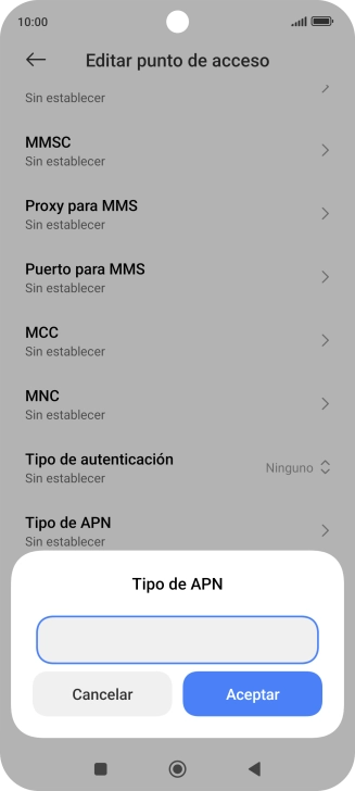 Introduce default y pulsa Aceptar.