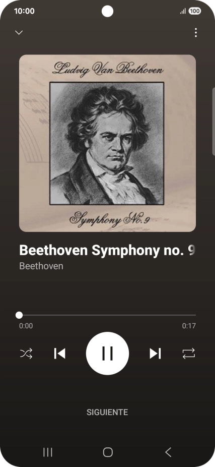 Pulsa la flecha hacia la derecha para ir al archivo de música siguiente.
