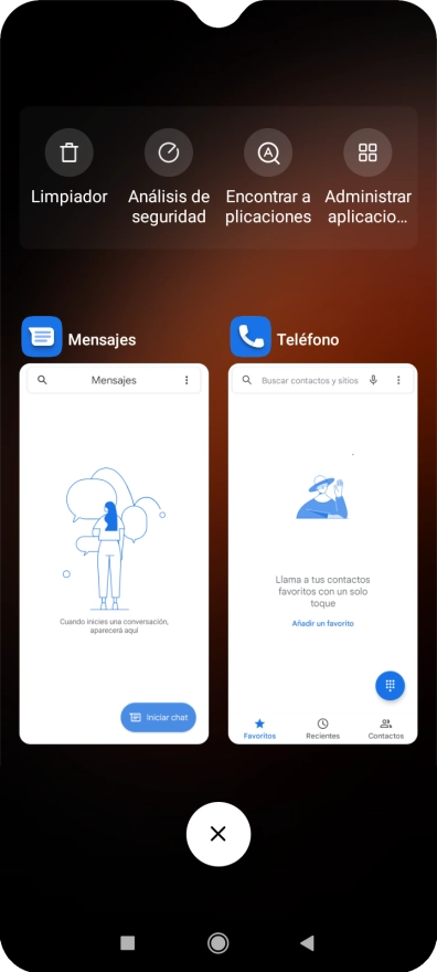 Para cerrar una sola aplicación en ejecución, desliza el dedo hacia la derecha sobre la aplicación deseada.
