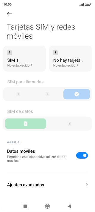 Pulsa el nombre de la tarjeta SIM.