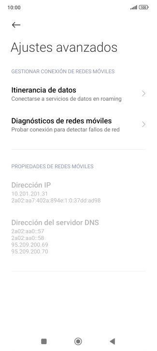 Pulsa Itinerancia de datos.