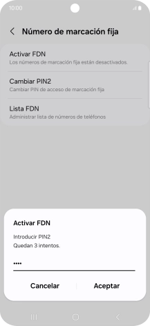Introduce el código PIN2 y pulsa Aceptar.