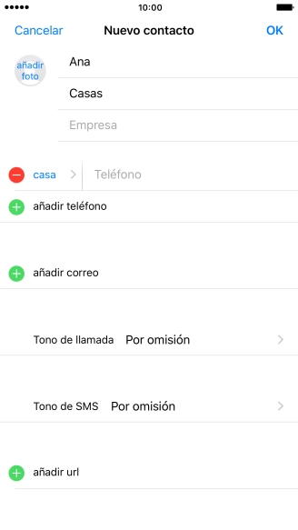 Pulsa Teléfono e introduce el número de teléfono deseado.