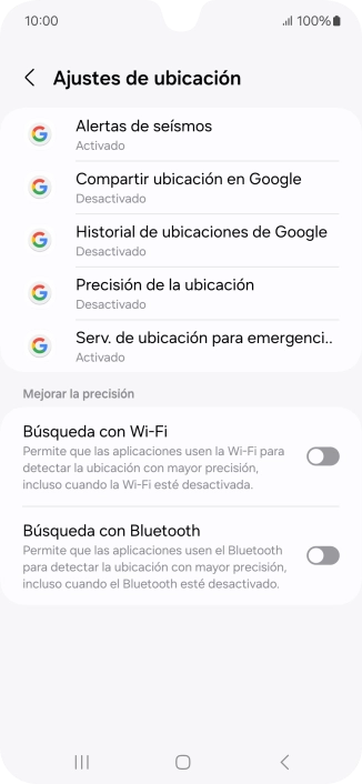Pulsa Precisión de la ubicación.
