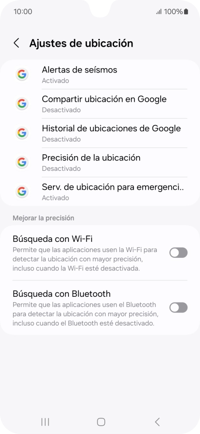Pulsa Precisión de la ubicación.
