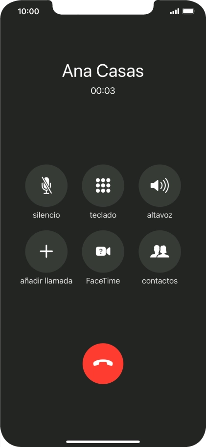 Pulsa el icono de finalizar llamadas para colgar.