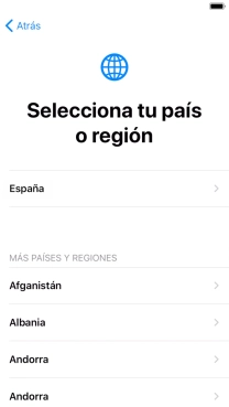 Pulsa el país o el área deseados.