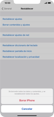 Pulsa Borrar iPhone.