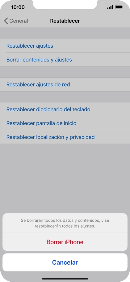 Pulsa Borrar iPhone.