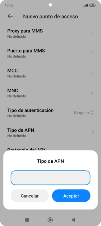 Introduce default y pulsa Aceptar.