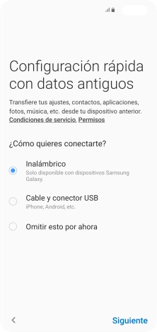 Pulsa el modo de transferencia deseado y sigue las instrucciones de la pantalla para transferir el contenido.