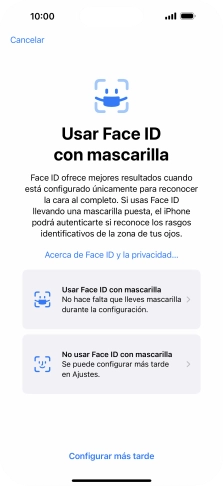 Pulsa Configurar más tarde.