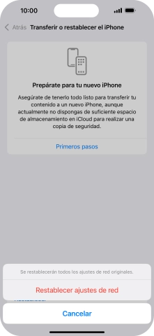 Pulsa Restablecer ajustes de red.