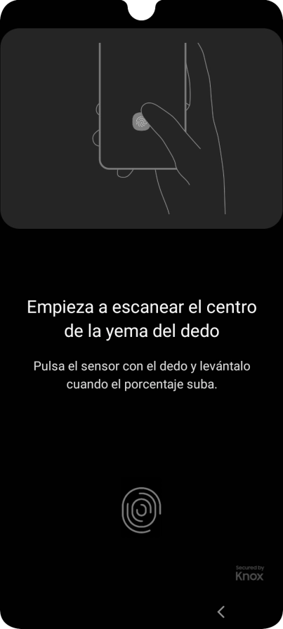 Sigue las indicaciones de la pantalla para crear una huella digital como código de seguridad.