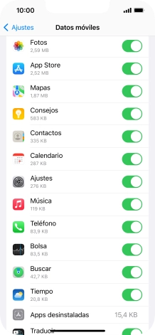 Pulsa el indicador junto a las aplicaciones deseadas para activar o desactivar la función.