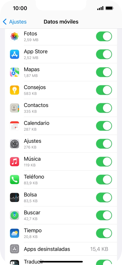 Pulsa el indicador junto a las aplicaciones deseadas para activar o desactivar la función.