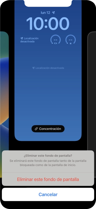 Pulsa Eliminar este fondo de pantalla.
