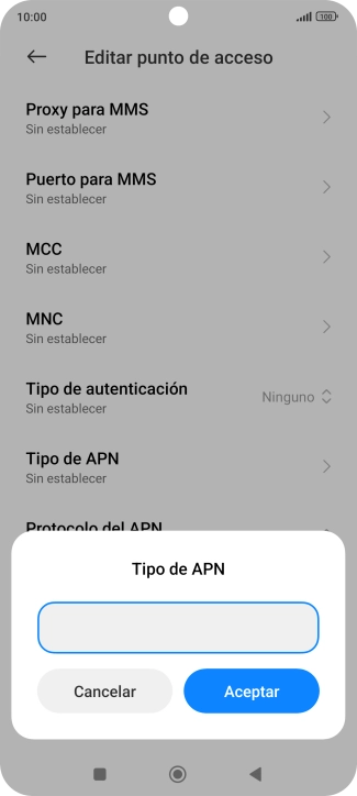 Introduce default y pulsa Aceptar.