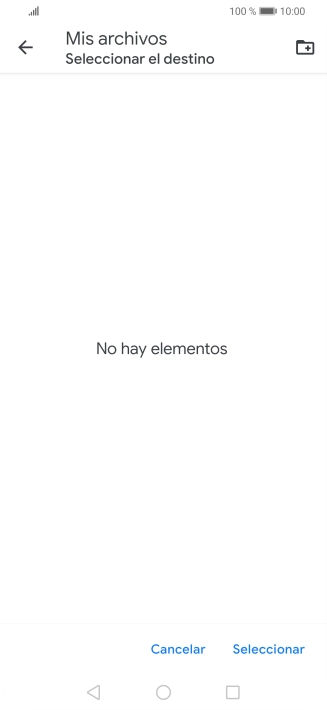 Si deseas crear una nueva carpeta, pulsa el icono de nueva carpeta y sigue las indicaciones de la pantalla para crearla.