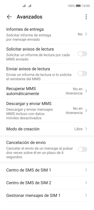 Pulsa Centro de SMS de ‹SIM›.