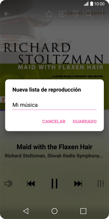 Introduce el nombre deseado de la lista de reproducción y pulsa GUARDADO.