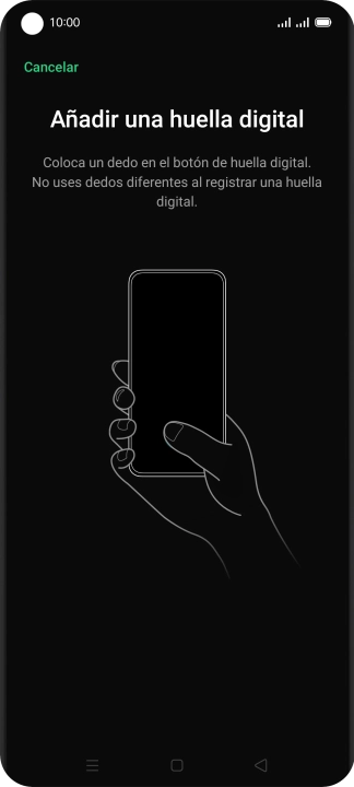Sigue las indicaciones de la pantalla para crear una huella digital como código de seguridad.