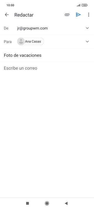Pulsa en el campo de escritura  y escribe el texto del correo electrónico.