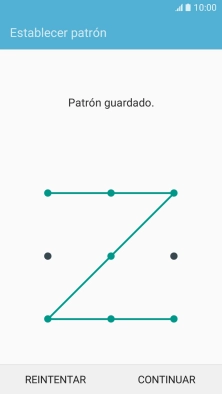 Desliza el dedo por la pantalla para unir por lo menos cuatro puntos y pulsa CONTINUAR.
