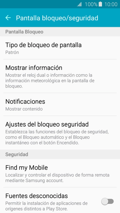 Pulsa Tipo de bloqueo de pantalla e introduce el código de seguridad actual.