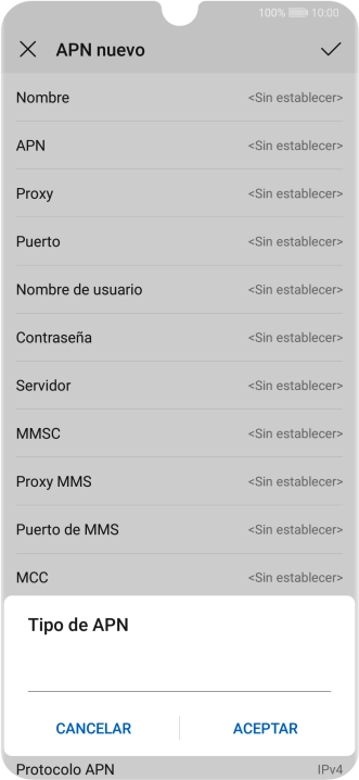 Introduce default y pulsa ACEPTAR.