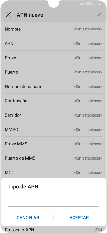 Introduce default y pulsa ACEPTAR.