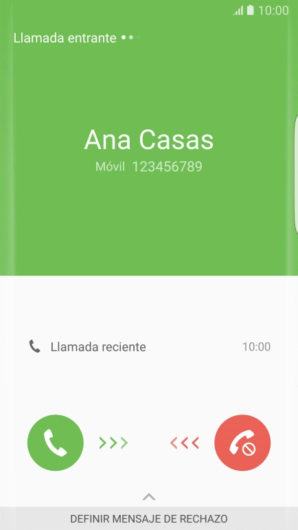 Pulsa el icono de responder llamadas y arrástralo hacia la derecha.