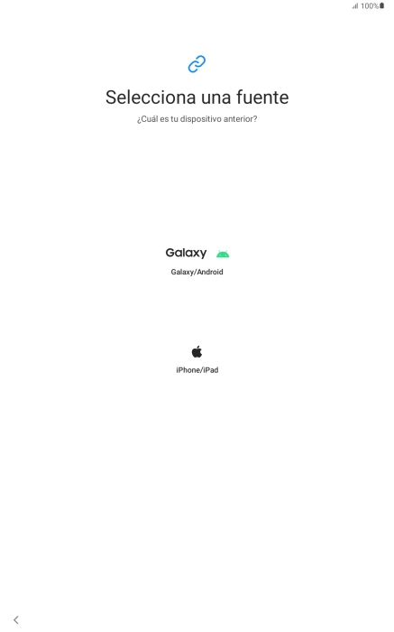 Pulsa el ajuste deseado y sigue las instrucciones de la pantalla para transferir el contenido del otro dispositivo.