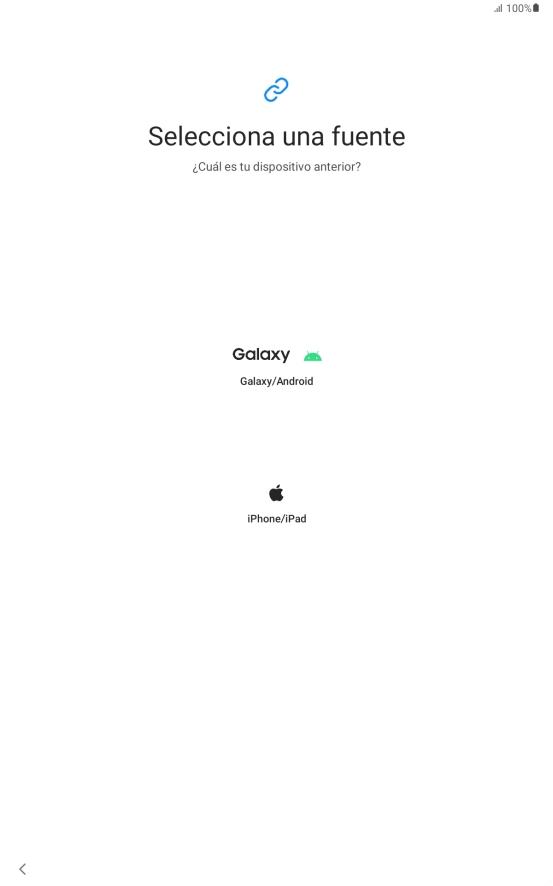 Pulsa el ajuste deseado y sigue las instrucciones de la pantalla para transferir el contenido del otro dispositivo.