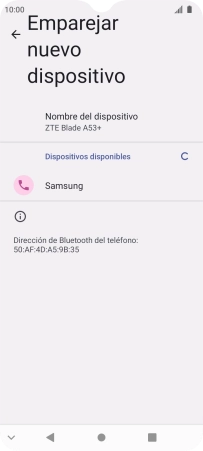 Pulsa el dispositivo Bluetooth deseado y sigue las indicaciones de la pantalla para vincular el dispositivo al teléfono.
