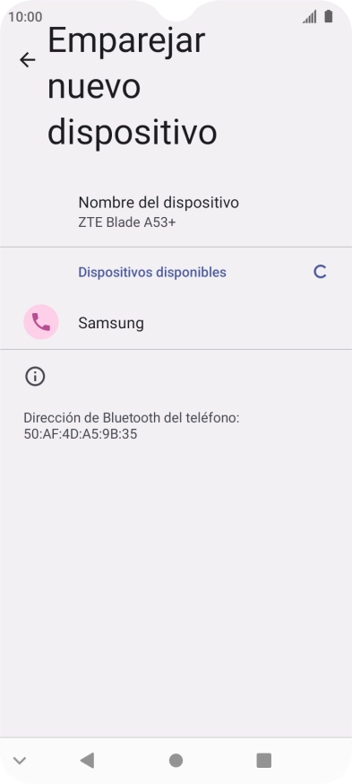 Pulsa el dispositivo Bluetooth deseado y sigue las indicaciones de la pantalla para vincular el dispositivo al teléfono.
