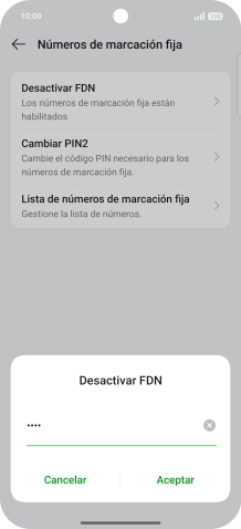 Introduce el código PIN2 y pulsa Aceptar.