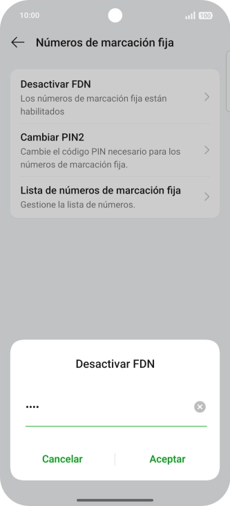 Introduce el código PIN2 y pulsa Aceptar.
