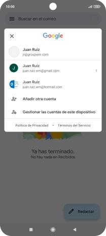 Pulsa la cuenta de correo electrónico deseada.