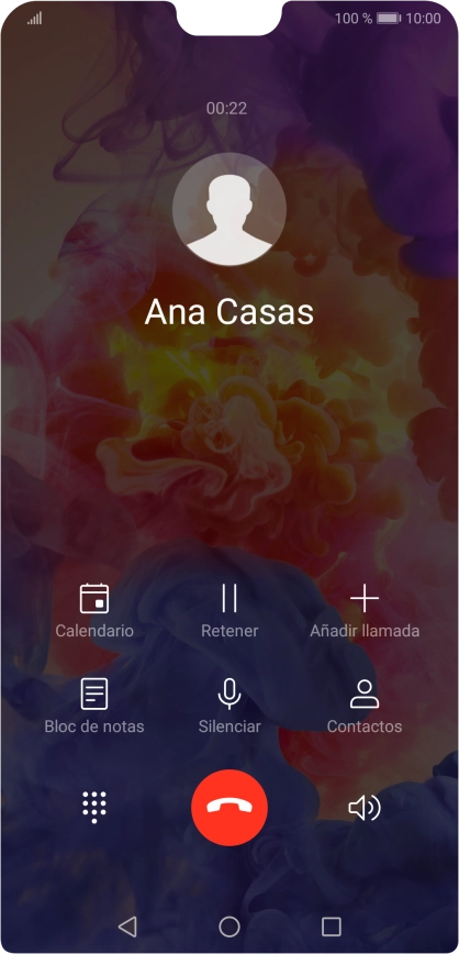 Pulsa el icono de finalizar llamada.