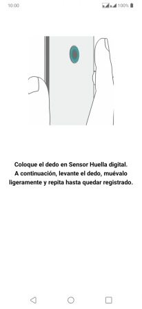 Sigue las indicaciones de la pantalla para crear una huella digital como código de seguridad.