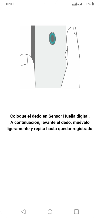 Sigue las indicaciones de la pantalla para crear una huella digital como código de seguridad.