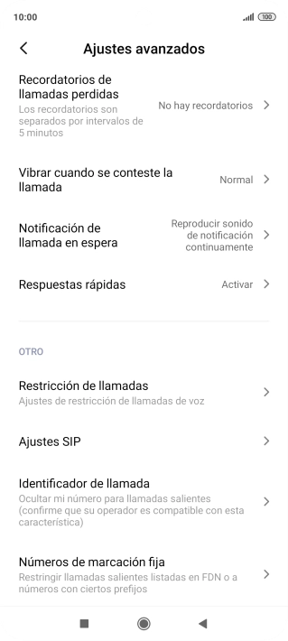 Pulsa Números de marcación fija.