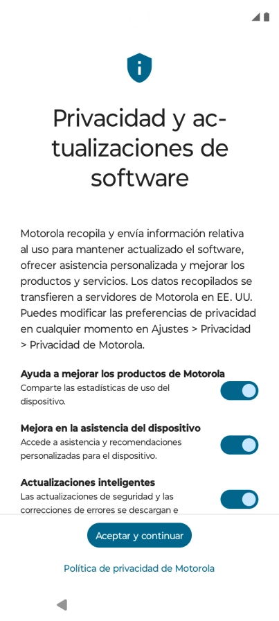 Pulsa el indicador junto a los ajustes deseados para seleccionarlos.
