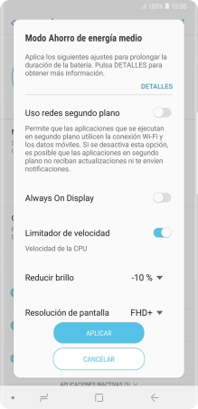 Pulsa APLICAR para activar la función.