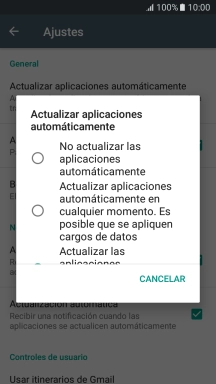 Pulsa No actualizar las aplicaciones automáticamente para desactivar la función.