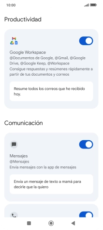Pulsa el indicador junto a la extensión deseada para activar la función.