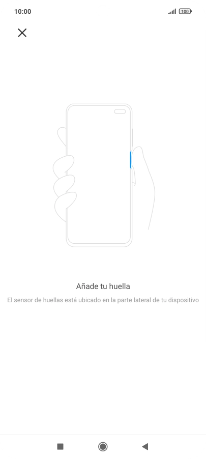 Sigue las indicaciones de la pantalla para crear una huella digital como código de seguridad.