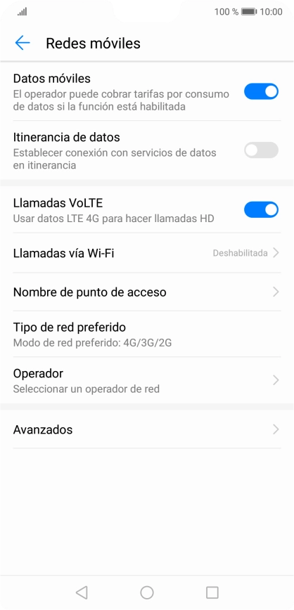 Pulsa Tipo de red preferido.