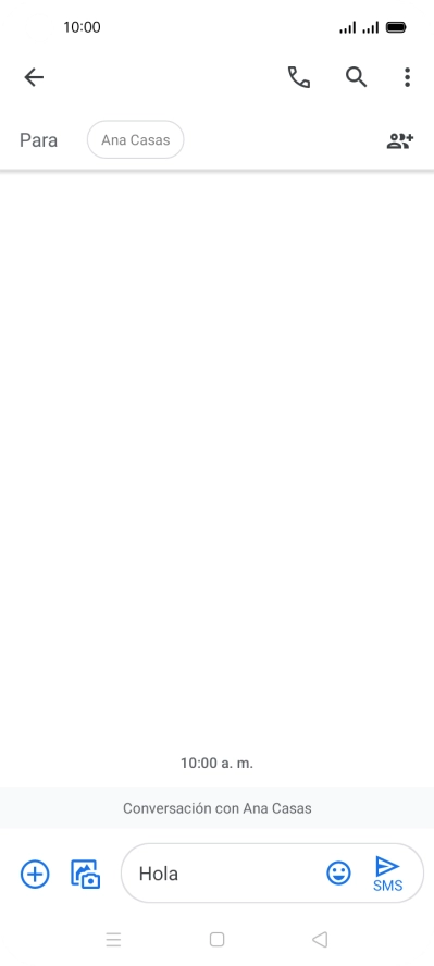 Pulsa el icono de envío cuando termines de escribir el mensaje corto.